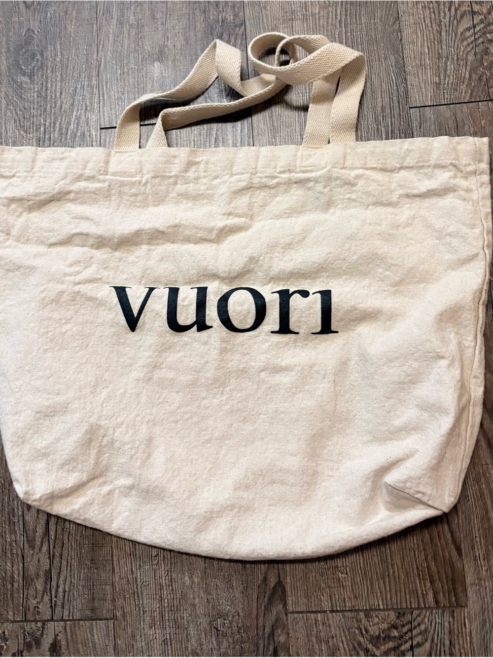 Vuori Cream Canvas Tote with Black Logo